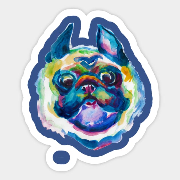 Pug crazy curiosity Sticker by AgniArt